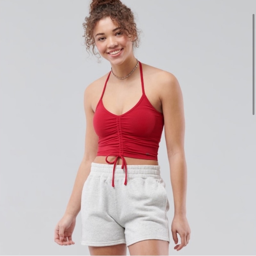 Hollister Must Have Collection Red Cropped Tank, Built In Bra